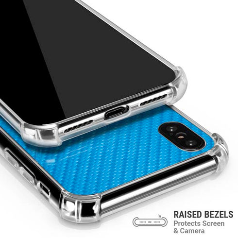 Blue Carbon Fiber Specialty Texture Material iPhone XS Max Clear Case